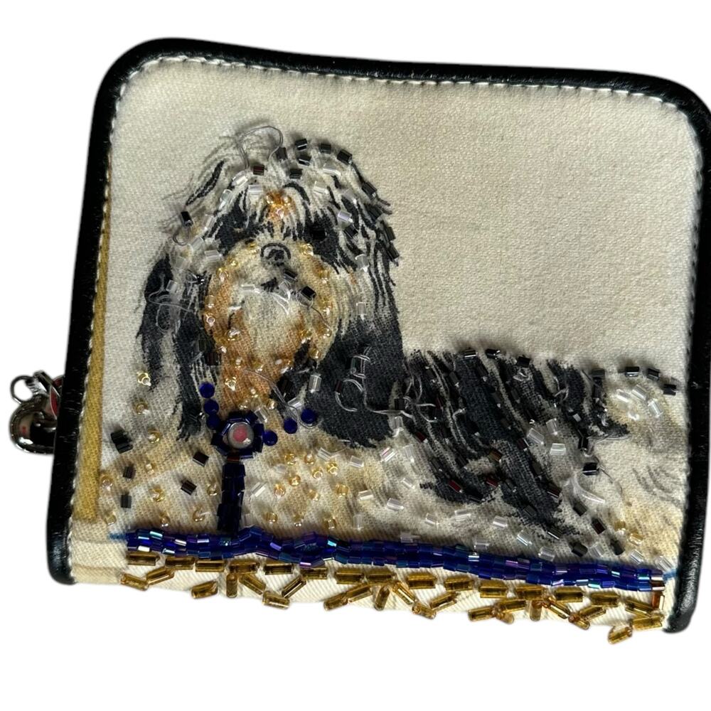 Small Beaded Billfold Wallet Featuring Dogs Animal Lover Puppy Dog Unique Cute